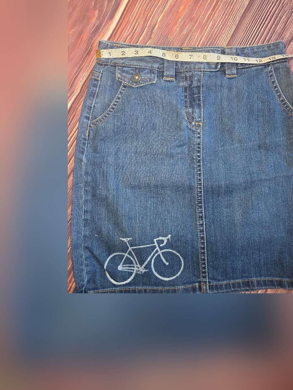 Ann Taylor Denim Mini Skirt with Bike Stitching. 0P